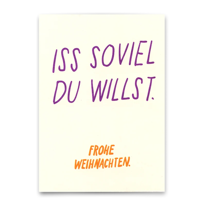 Postkarte "Iss soviel du willst" | Coole Karte zu Weihnachten mit Spruch