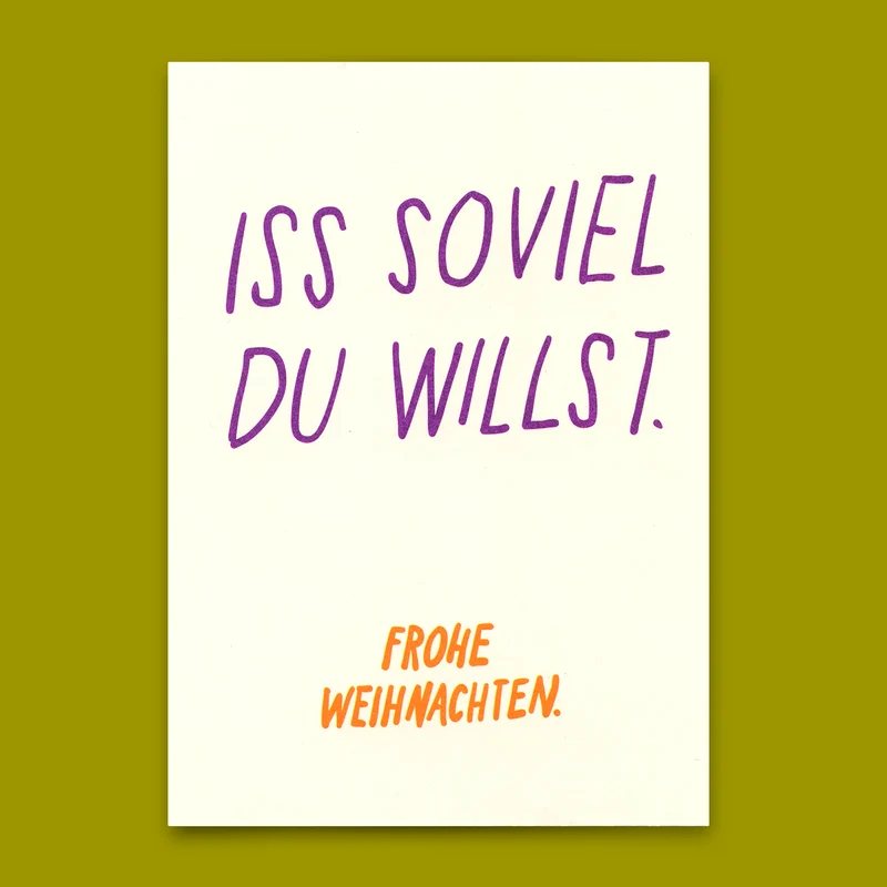 Postkarte "Iss soviel du willst" | Coole Karte zu Weihnachten mit Spruch