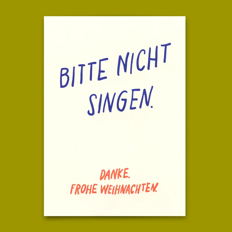 Postkarte "Bitte nicht singen" | Lustige Karte zu Weihnachten mit Spruch