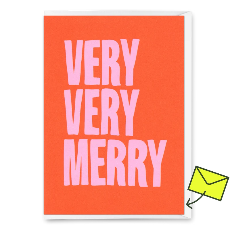 Grußkarte "Very very merry 2colors" | Schöne Klappkarte zu Weihnachten