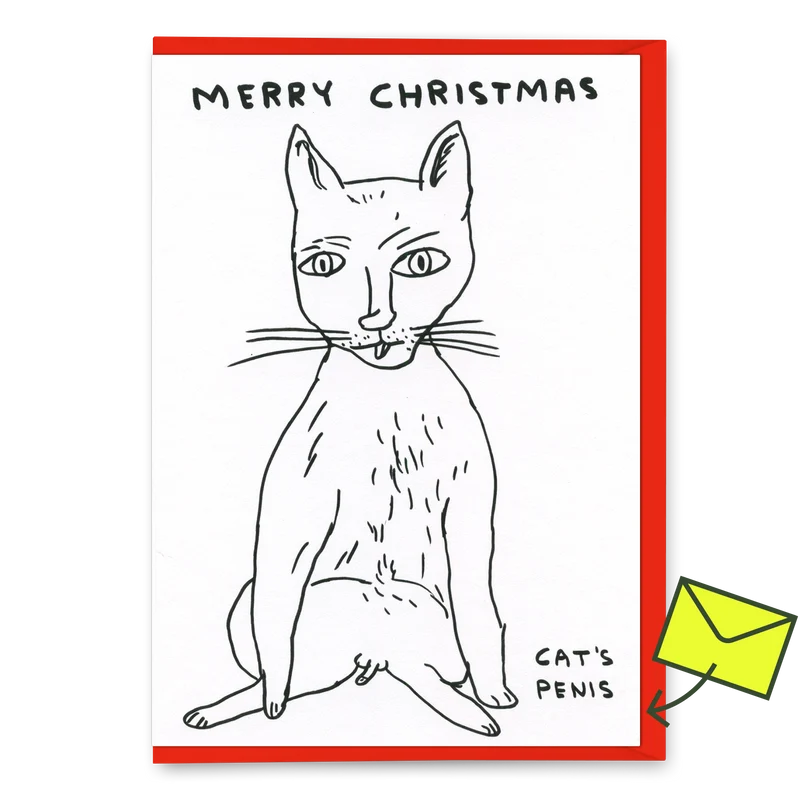 Grußkarte "Merry Christmas Cat´s penis" | David Shrigley