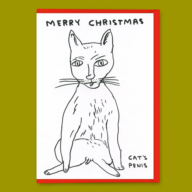Grußkarte "Merry Christmas Cat´s penis" | David Shrigley