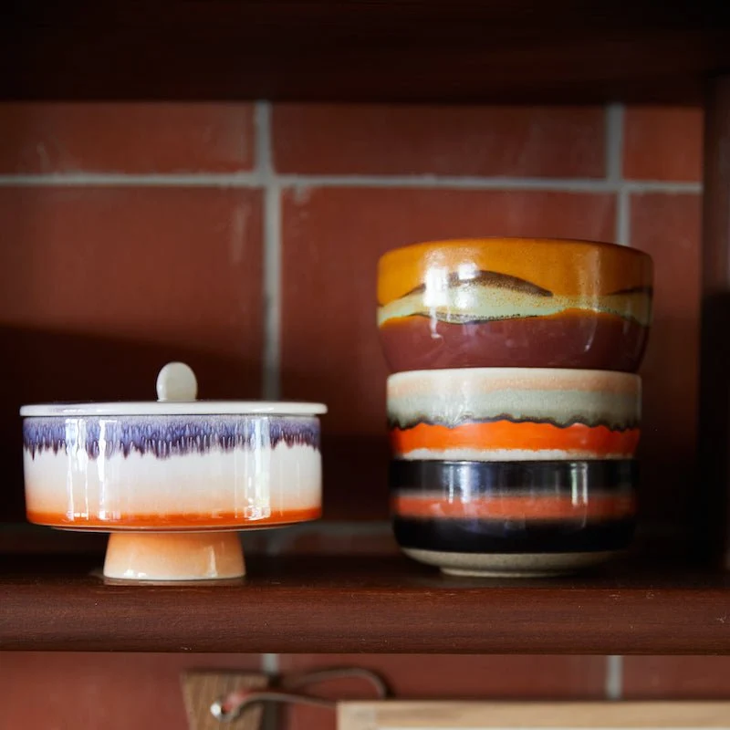 HKliving 70s Ceramics Bonbon Schale mit Deckel – Keramik, Mauve