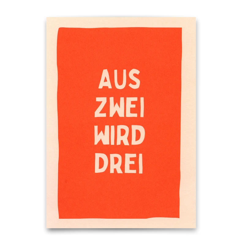 Postkarte "Aus zwei wird drei" | Besondere Karte zur Geburt