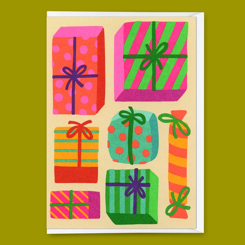 Grußkarte "Geschenke Geschenke" | Besondere Klappkarte zu Weihnachten