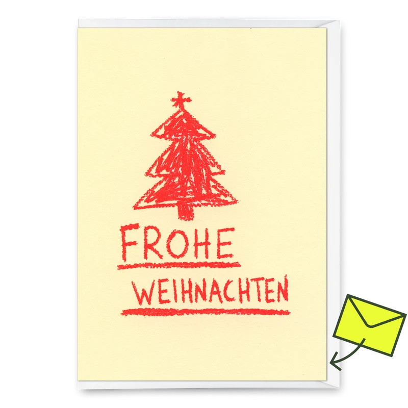 Grußkarte "Frohe Weihnachten Wachsmalstift" | Ausgefallene Klappkarte zu Weihnachten