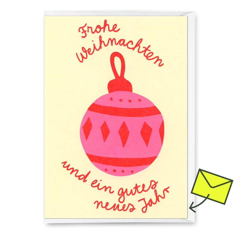 Grußkarte "Frohe Weihnachten Kugel" | Schöne Klappkarte zu Weihnachten
