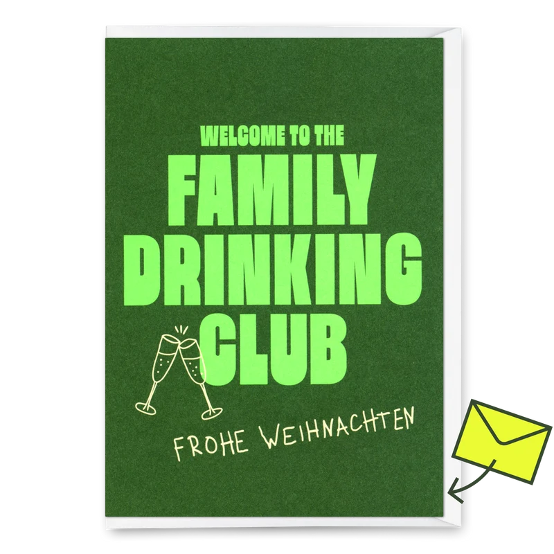 Grußkarte "Family Drinking Club" | Lustige Klappkarte zu Weihnachten