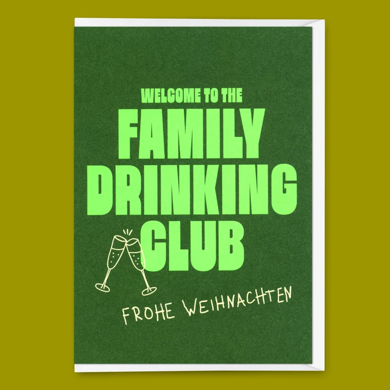 Grußkarte "Family Drinking Club" | Lustige Klappkarte zu Weihnachten
