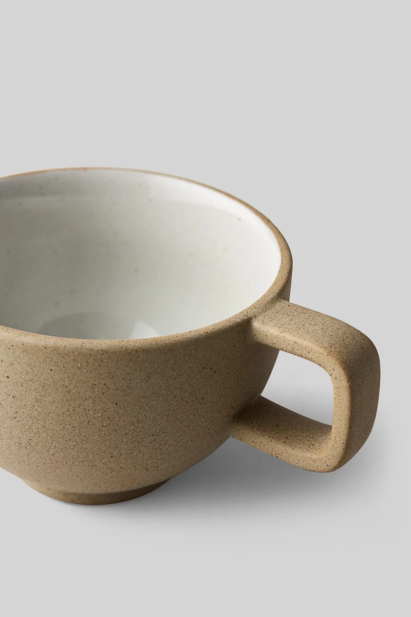 CLAYWARE, COFFEE CUP, 2 PCS, GLAZE LIGHT GREY