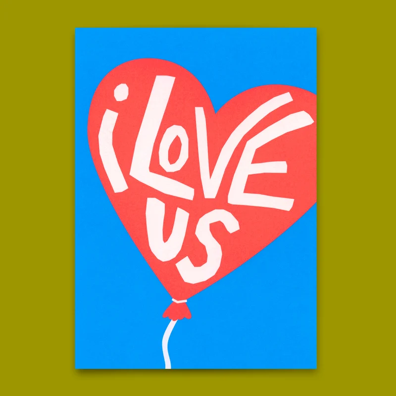 Postkarte "I love us" | Lustige Karte für Verliebte