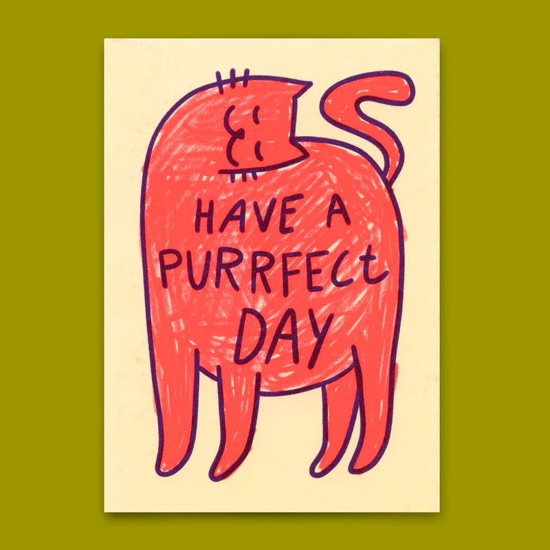 Postkarte "Have a purrfect day" | Lustige Karte mit Katzenmotiv