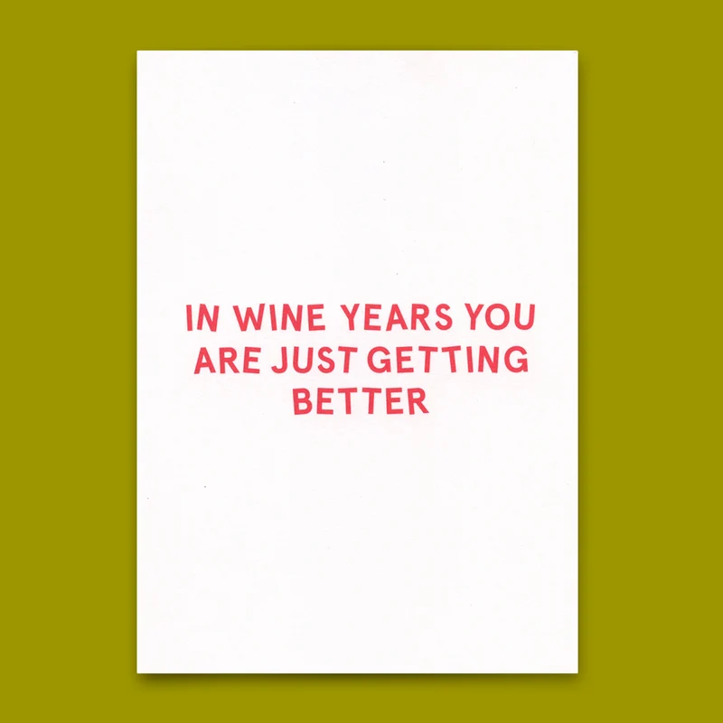 Postkarte "In wine years..." | Lustige Karte zum Geburtstag