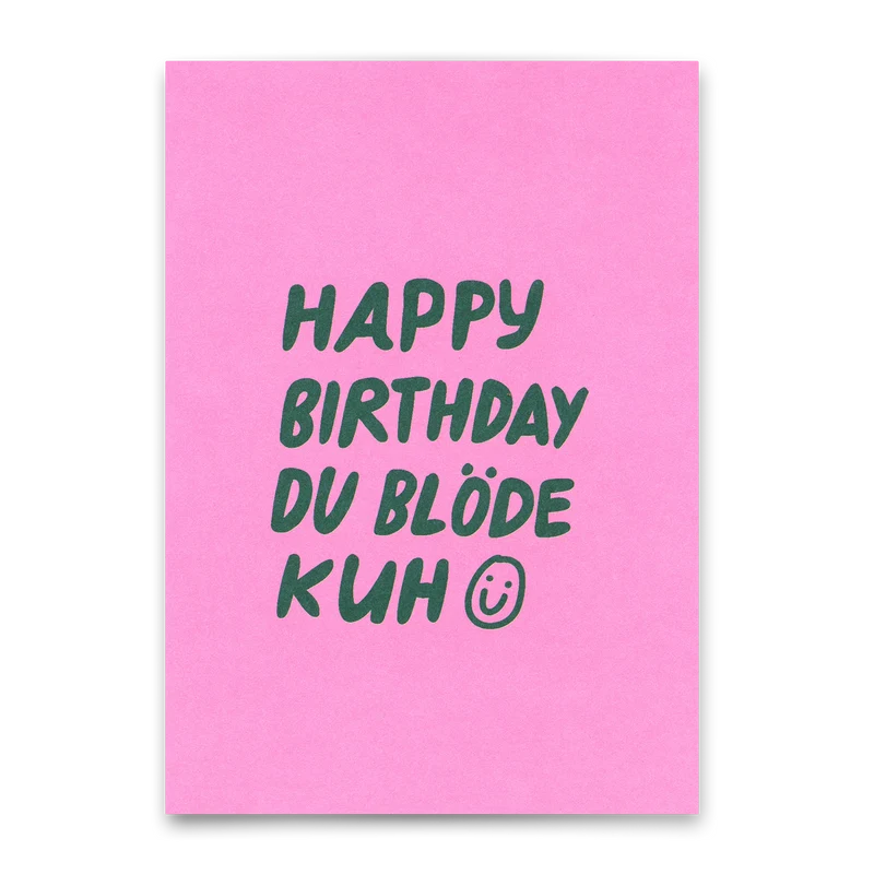 Postkarte "Happy Birthday du blöde Kuh" | Lustige Karte zum Geburtstag
