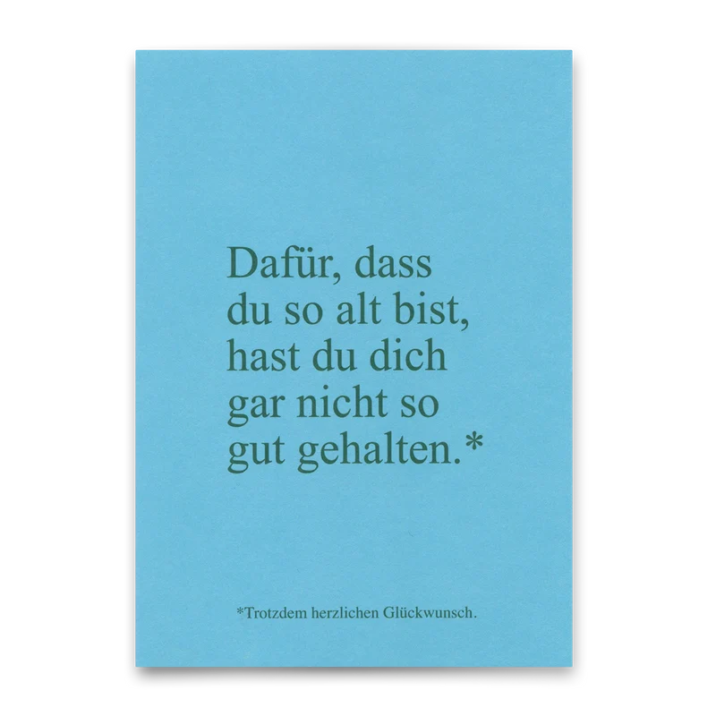 Postkarte "Garnicht so gut gehalten" | Lustige Karte zum Geburtstag