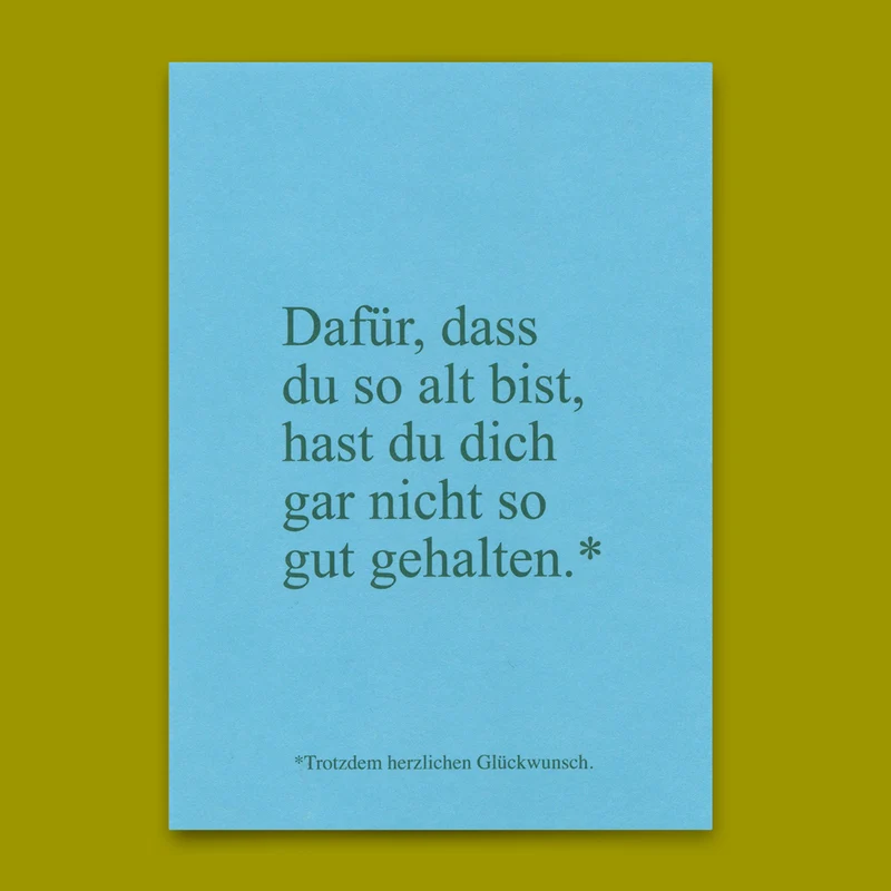 Postkarte "Garnicht so gut gehalten" | Lustige Karte zum Geburtstag
