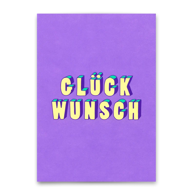 Postkarte "Glückwunsch 3D-Typo" | Coole Karte für jeden Anlass