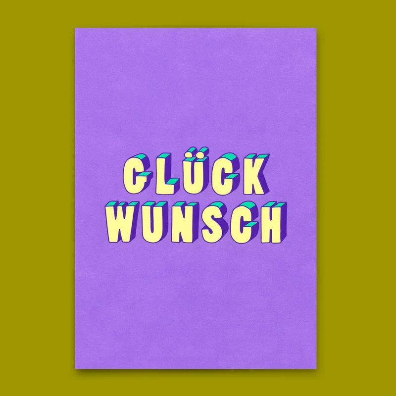 Postkarte "Glückwunsch 3D-Typo" | Coole Karte für jeden Anlass