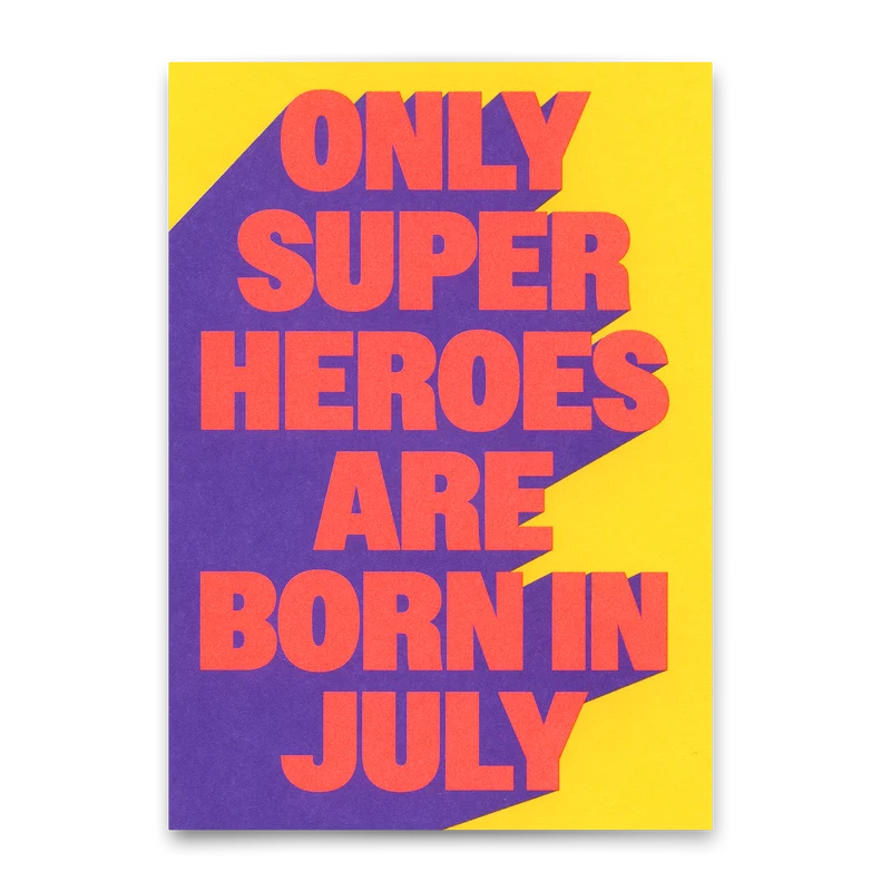 Postkarte "Superheroes July" | Coole Karte zum Geburtstag