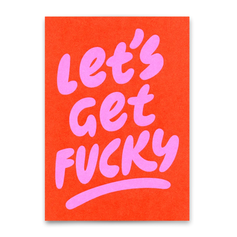 Postkarte "Lets get fucky" | Lustige Karte mit Spruch