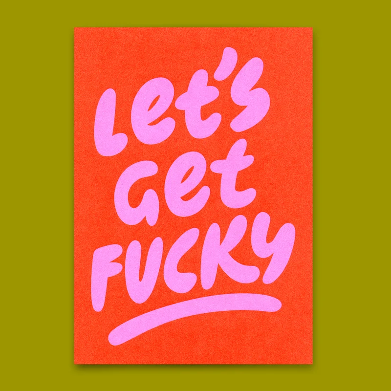 Postkarte "Lets get fucky" | Lustige Karte mit Spruch