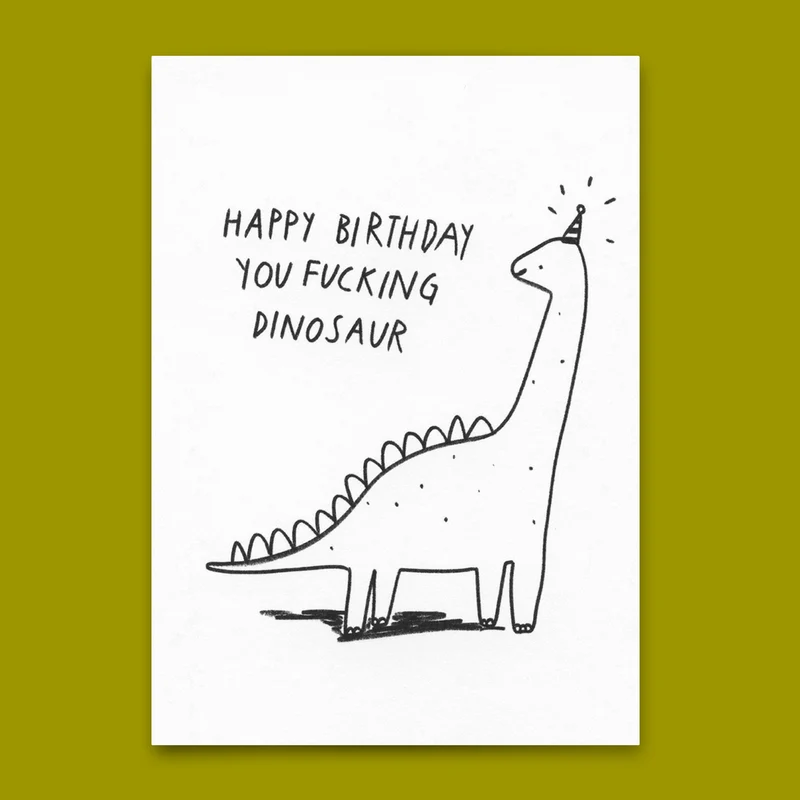 Postkarte "Fucking dinosaur" | Lustige Karte zum Geburtstag