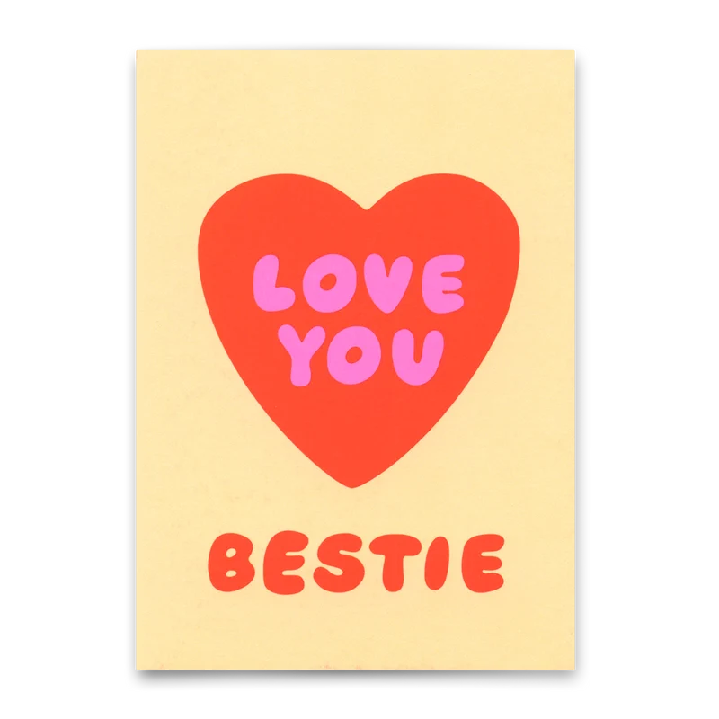 Postkarte "Love you, Bestie" | Schöne Freundschafts-Karte