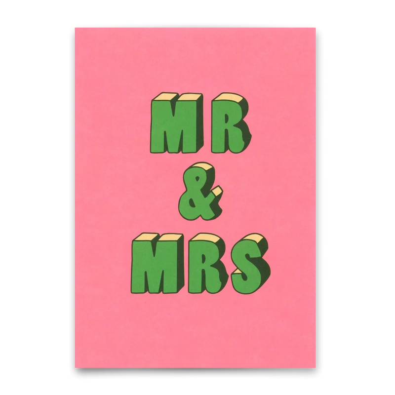 Postkarte "Mr & Mrs 3D-Typo" | Coole Karte zur Hochzeit