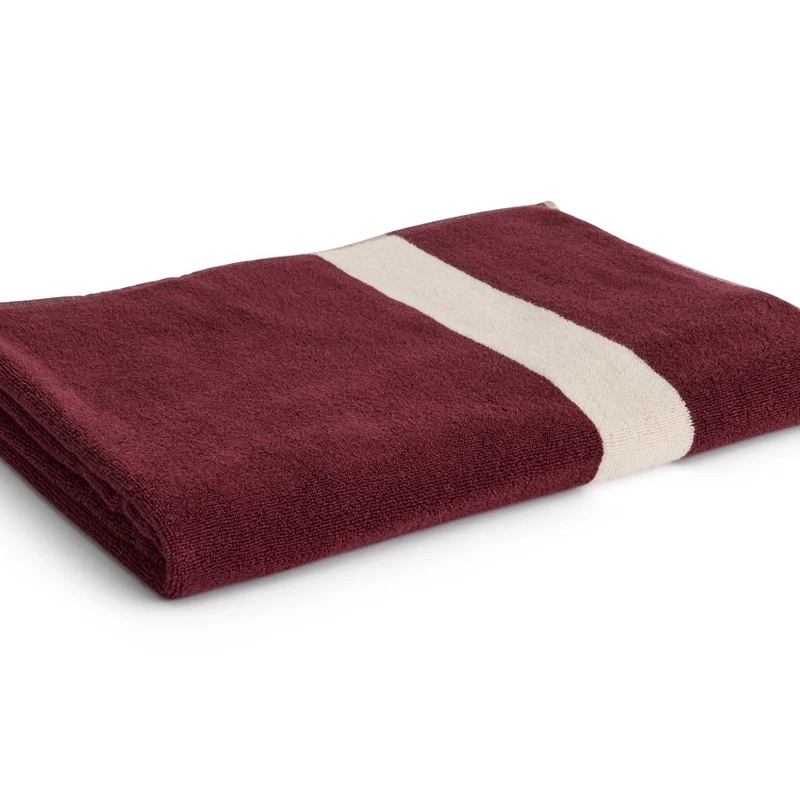 Badelaken „Stripe Burgundy“ 100x150cm | Modernes Bad | HAY