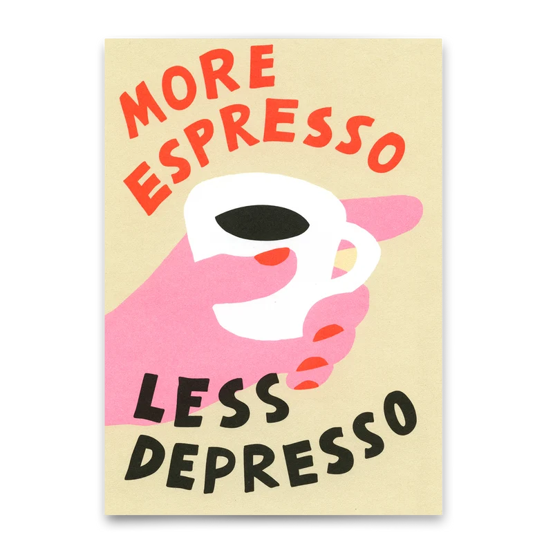 Postkarte "More Espresso Hand" | Lustige Karte mit Spruch