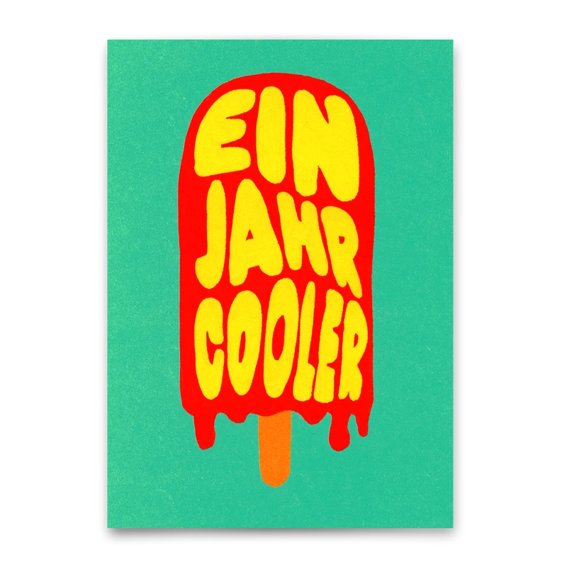 Postkarte "Ein Jahr cooler" | Coole Karte zum Geburtstag