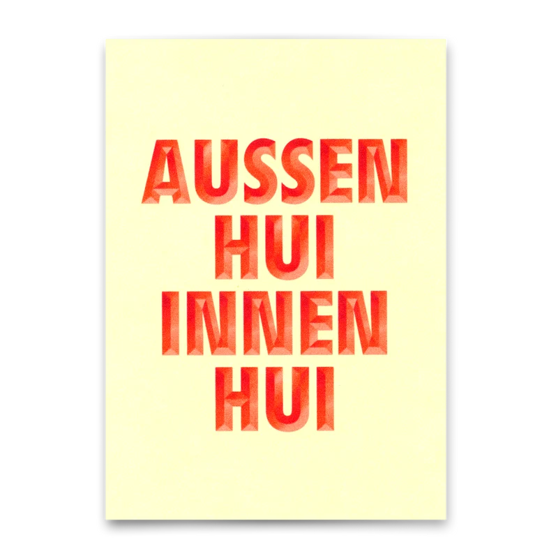 Postkarte "Aussen Hui" | Lustige Karte mit Spruch