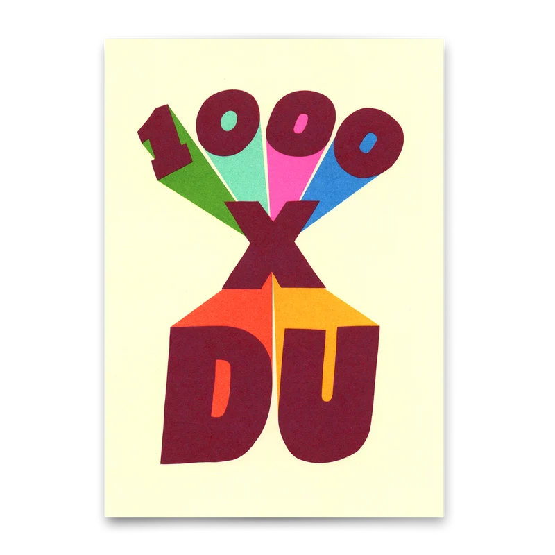 Postkarte "1000x du" | Coole Karte für Verliebte
