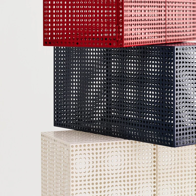 Sideboard Perforated Cabinet Floor Small Steel Blue - HAY