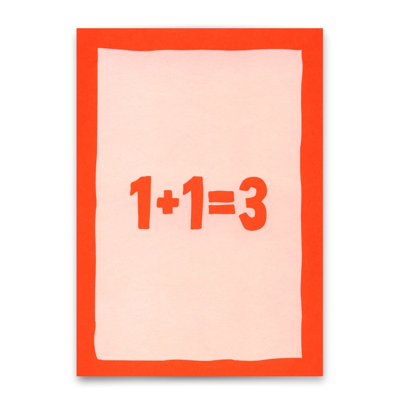 Postkarte "1+1=3“ | Schöne Karte zur Geburt