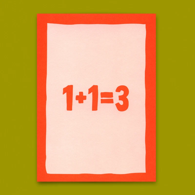 Postkarte "1+1=3“ | Schöne Karte zur Geburt