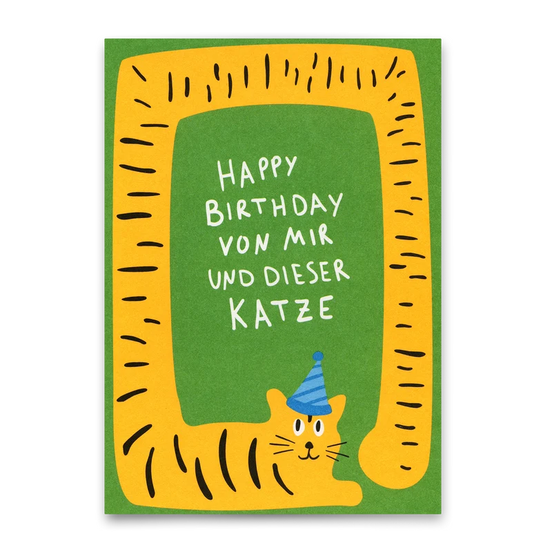 Postkarte "Happy Birthday Katze" | Lustige Karte zum Geburtstag