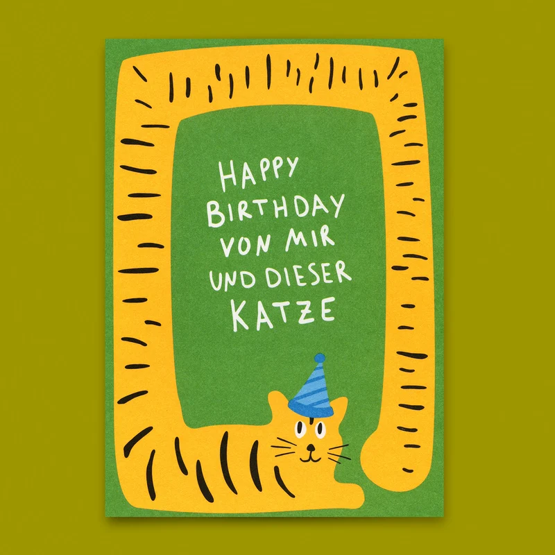 Postkarte "Happy Birthday Katze" | Lustige Karte zum Geburtstag