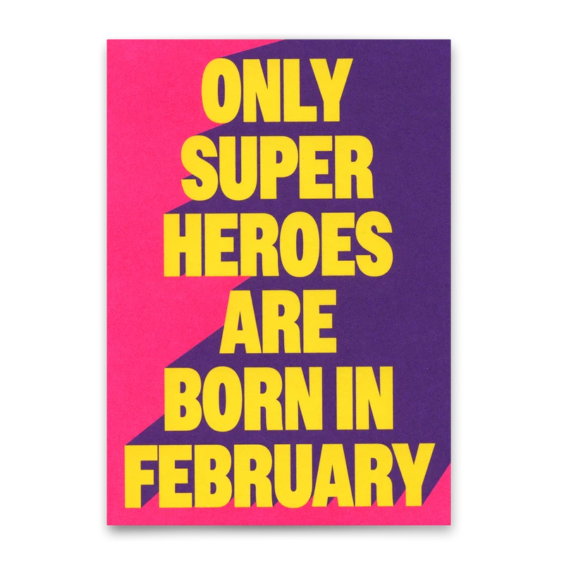 Postkarte "Superheroes February" | Coole Karte zum Geburtstag