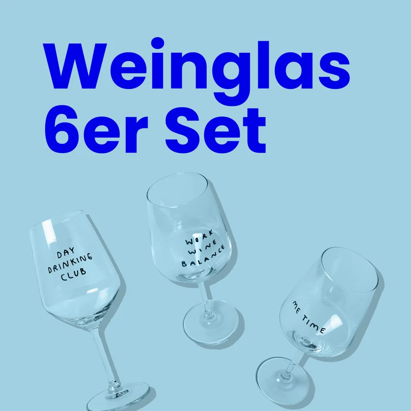 Weinglas Set (6er Set) | Humorvolle Gläser für Wein