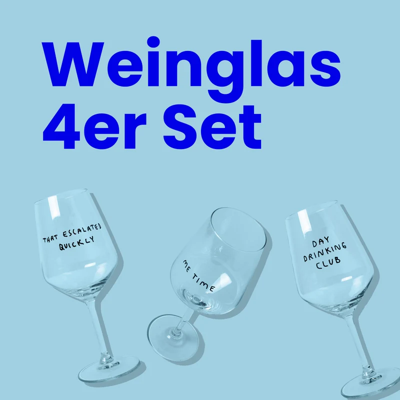 Weinglas Set (4er Set) | Humorvolle Gläser für Wein