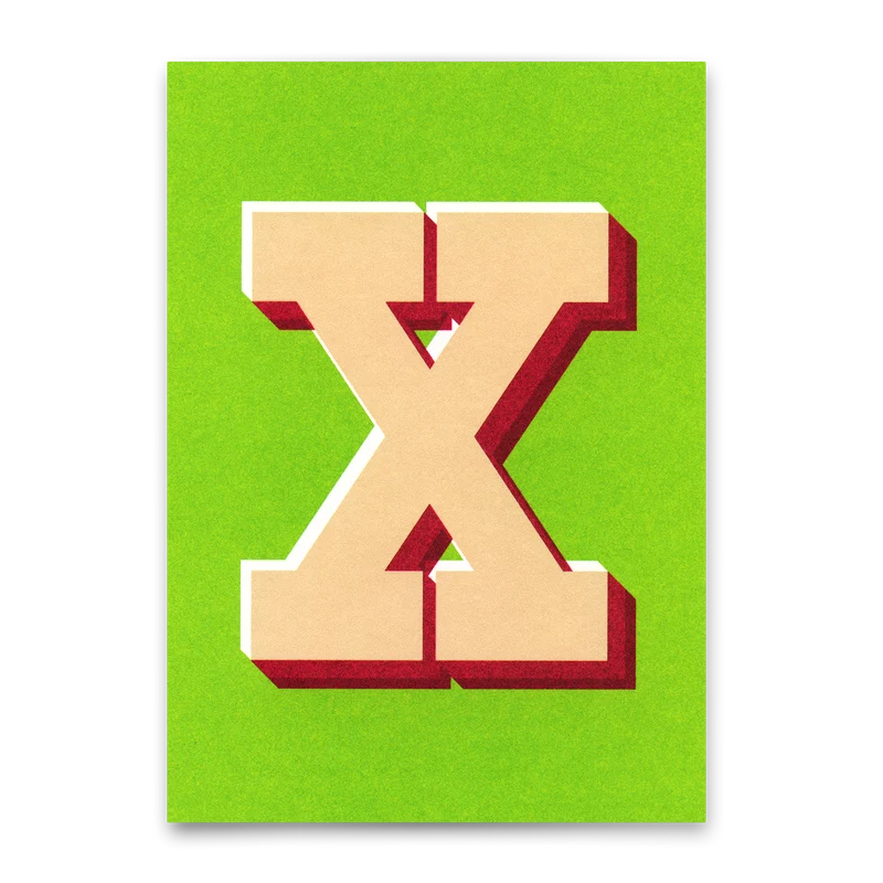 Monogrammkarte "X" | Coole Buchstaben Postkarte