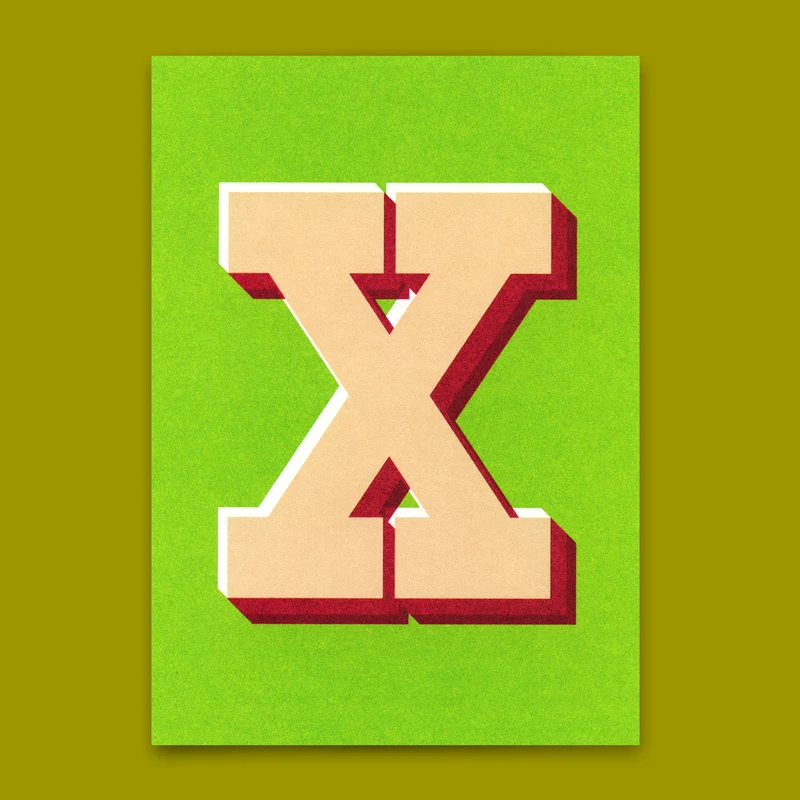 Monogrammkarte "X" | Coole Buchstaben Postkarte