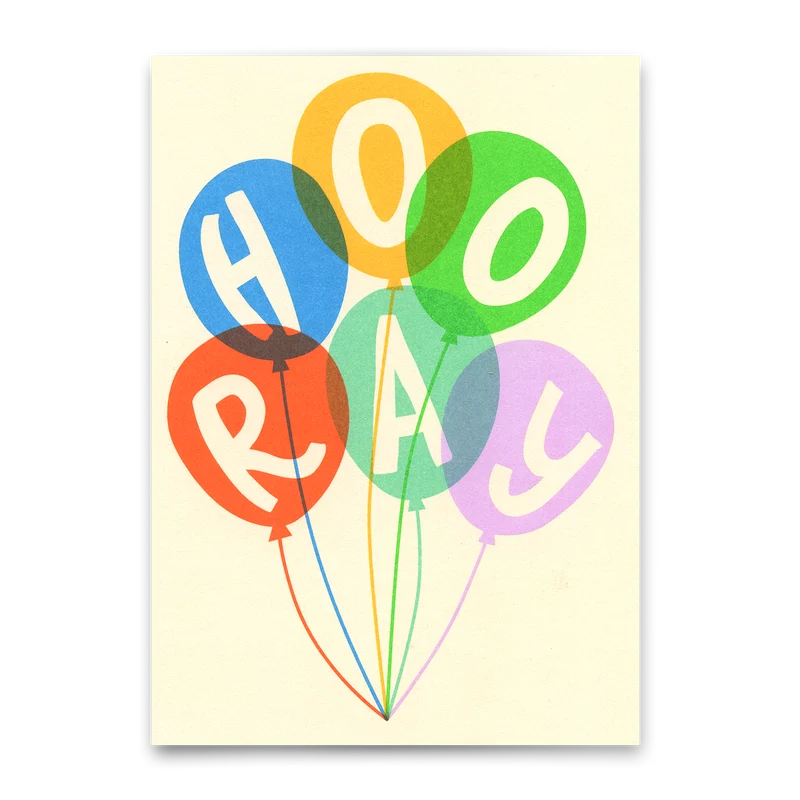Postkarte "Hooray Balloons" | Schöne Karte für jeden Anlass