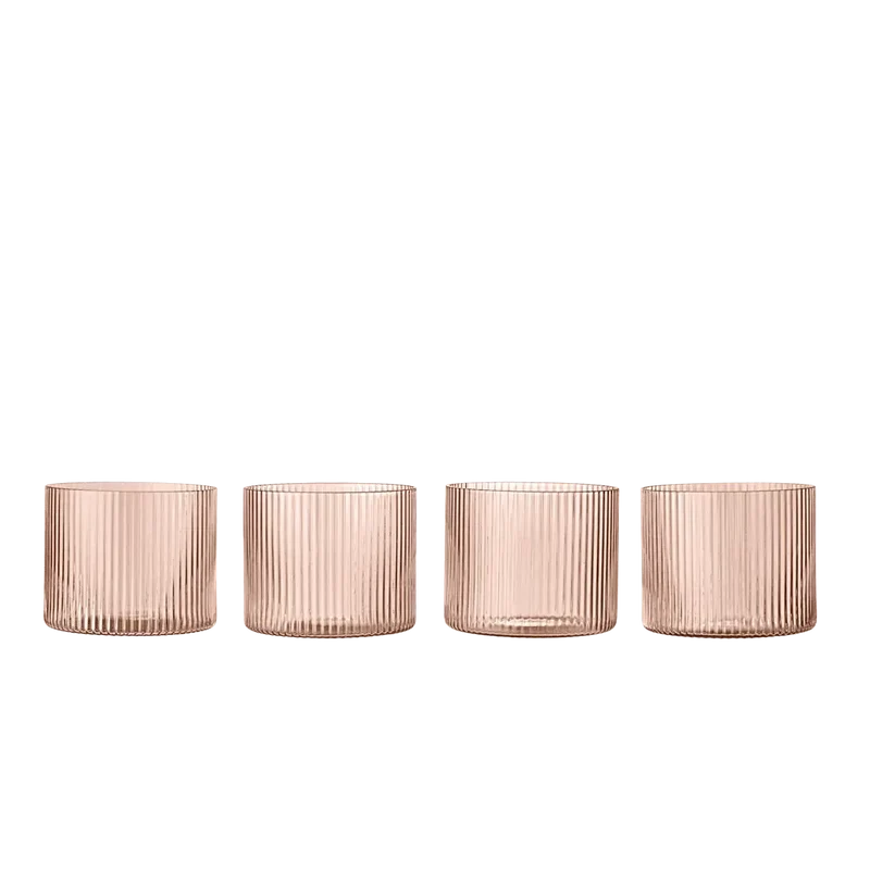 Ripple Low Wassergläser 4er Set – geriffelte Tumbler von ferm LIVING
