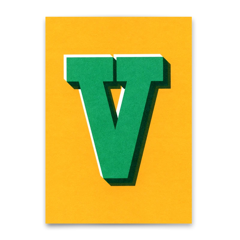 Monogrammkarte "V" | Coole Buchstaben Postkarte