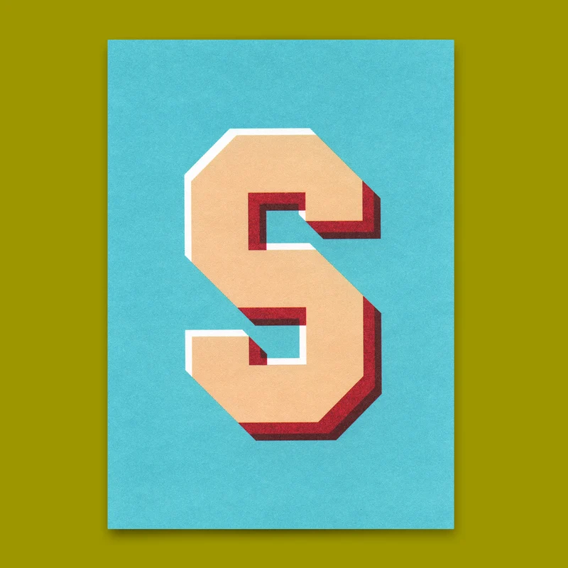 Monogrammkarte "S" | Coole Buchstaben Postkarte