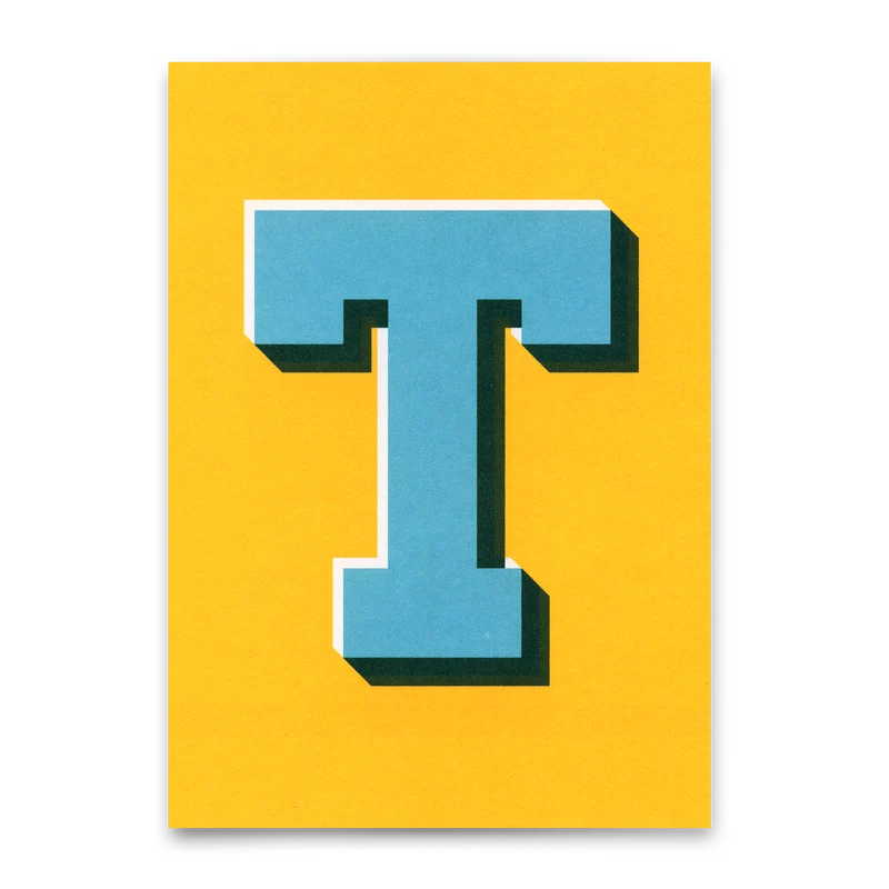 Monogrammkarte "T" | Coole Buchstaben Postkarte