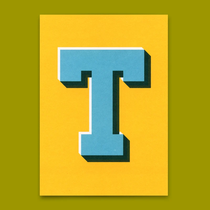 Monogrammkarte "T" | Coole Buchstaben Postkarte