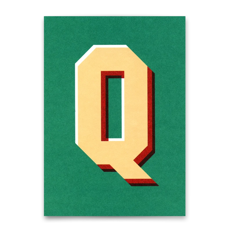 Monogrammkarte "Q" | Coole Buchstaben Postkarte